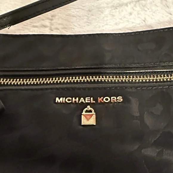 Michael Kors Black Nylon Animal Print Crossbody Bag - Picture 3 of 14